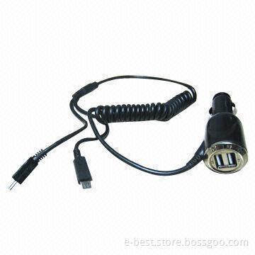 3.1A Dual USB Car Charger with Mini/Micro Cable